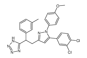 5-{2-[5-(3,4-Dichloro-phenyl)-1-(4-methoxy-phenyl)-1H-pyrazol-3-yl]-1-m-tolyl-ethyl}-1H-tetrazole结构式