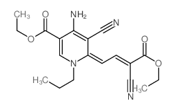 ethyl (6E)-4-amino-5-cyano-6-(3-cyano-3-ethoxycarbonyl-prop-2-enylidene)-1-propyl-pyridine-3-carboxylate结构式