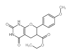 ethyl 9-(4-methoxyphenyl)-3,5-dioxo-10-oxa-2,4-diazabicyclo[4.4.0]dec-11-ene-8-carboxylate结构式