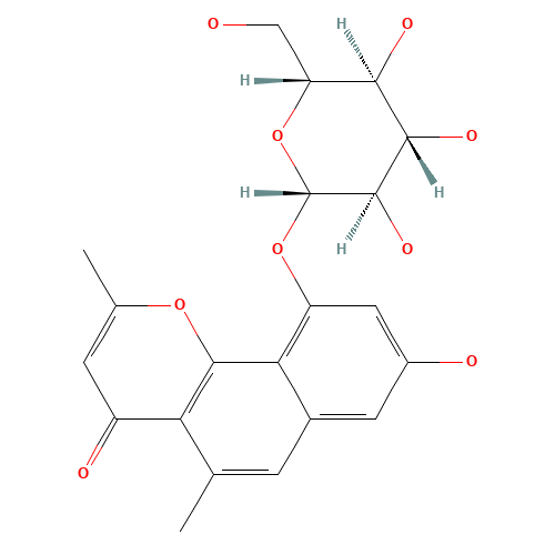 2,5-Dimethyl-8-hydroxynaphthopyrone-10-O-beta-D-glucoside结构式