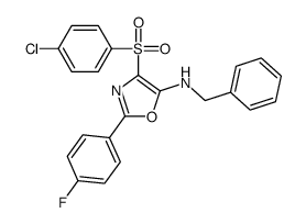 N-benzyl-4-(4-chlorophenyl)sulfonyl-2-(4-fluorophenyl)-1,3-oxazol-5-amine Structure