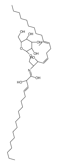 N-2'-hydroxy-3'-trans-octadecenoyl-1-o-beta-D-glucosyl- 9-methyl-cis-4,x-8-sphingadienine Structure