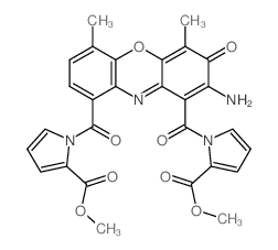 1H-Pyrrole-2-carboxylicacid,1,1'-[(2-amino-4,6-dimethyl-3-oxo-3H-phenoxazine-1,9-diyl)dicarbonyl]bis-,dimethyl ester (9CI)结构式