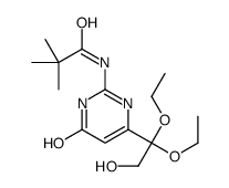 N-[6-(1,1-diethoxy-2-hydroxyethyl)-4-oxo-1H-pyrimidin-2-yl]-2,2-dimethylpropanamide结构式