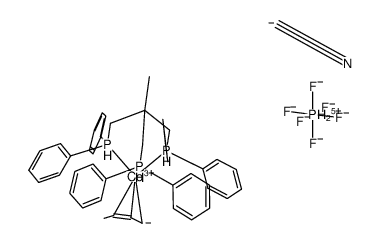 [(1,1,1-tris(diphenylphosphinomethyl)ethane)Co(III)(η3-crotyl)(CN)][PF6]结构式