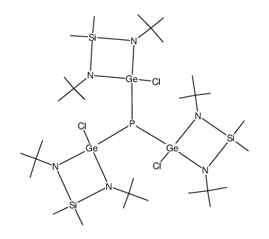tris(1,3-di-tert-butyl-2,2-dimethyl-4-chloro-1,3-diaza-2-sila-4-germa-4-cyclobutyl)phosphane结构式