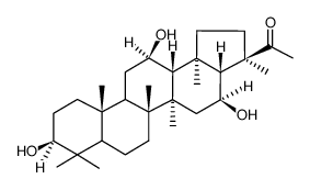 (21R)-3β,12β,16β-Trihydroxy-21-methyl-30-nor-A'-neogammaceran-22-one structure