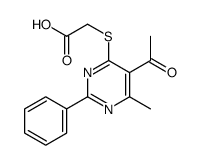 2-(5-acetyl-6-methyl-2-phenylpyrimidin-4-yl)sulfanylacetic acid Structure