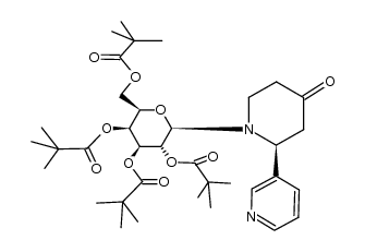 (2R,3R,4S,5S,6R)-2-((S)-4-oxo-2-(pyridin-3-yl)piperidin-1-yl)-6-((pivaloyloxy)methyl)tetrahydro-2H-pyran-3,4,5-triyl tris(2,2-dimethylpropanoate)结构式