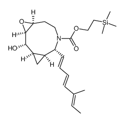 (1R*,2S*,3R*,5S*,9R*(1E,3E,5E),10S*)-(+/-)-2-hydroxy-9-(5-methyl-1,3,5-heptatrienyl)-4-oxa-8-azatricyclo(8.1.0.03,5)undecane-8-carboxylic acid 2-(trimethylsilyl)ethyl ester结构式