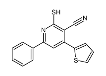 6-phenyl-4-(thiophen-2-yl)-2-thioxo-1,2-dihydropyridine-3-carbonitrile结构式