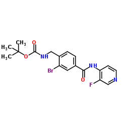2-Methyl-2-propanyl {2-bromo-4-[(3-fluoro-4-pyridinyl)carbamoyl]benzyl}carbamate Structure