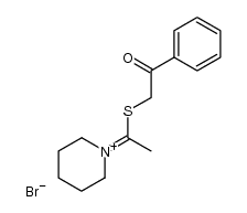 1-(1-((2-oxo-2-phenylethyl)thio)ethylidene)piperidin-1-ium bromide结构式
