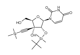 1-[2-O-(tert-butyldimethylsilyl)-3-C-[(trimethylsilyl)ethynyl]-β-D-ribo-pentofuranosyl]uracil结构式