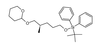 (4R)-((5-(Tetrahydropyran-2-yloxy)-4-methyl-1-pentyl)oxy)(1,1-dimethylethyl)diphenylsilane结构式