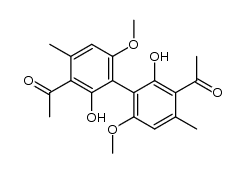 (+)-2,2'-dihydroxy-3,3'-diacetyl-4,4'-dimethyl-6,6'-dimethoxybiphenyl结构式