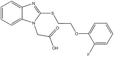 2-(2-((2-(2-fluorophenoxy)ethyl)thio)-1H-benzo[d]imidazol-1-yl)acetic acid structure