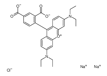 Xanthylium, 9-(2,4-dicarboxyphenyl)-3,6-bis(diethylamino)-, chloride, disodium salt picture