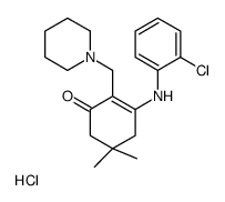 3-(2-chloroanilino)-5,5-dimethyl-2-(piperidin-1-ylmethyl)cyclohex-2-en-1-one,hydrochloride Structure