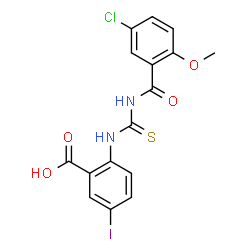 2-[[[[(2-CHLOROPHENOXY)ACETYL]AMINO]THIOXOMETHYL]AMINO]-5-IODO-BENZOIC ACID Structure