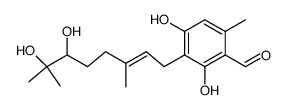 3-[(E)-6,7-Dihydroxy-3,7-dimethyl-2-octenyl]-2,4-dihydroxy-6-methylbenzaldehyde结构式