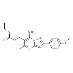 Pyrazolo[1,5-a]pyrimidine-6-propanoic acid, 7-hydroxy-2-(4-methoxyphenyl)-5-methyl-, ethyl ester (9CI) picture