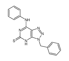 7-anilino-3-benzyl-3,4-dihydro-[1,2,3]triazolo[4,5-d]pyrimidine-5-thione结构式