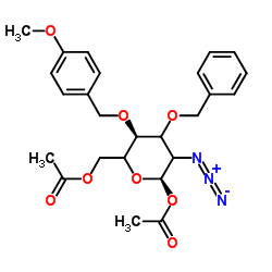 1,6-Di-O-acetyl-2-azido-3-O-benzyl-2-deoxy-4-O-(4-methoxybenzyl)-α-D-glycero-hexopyranose Structure