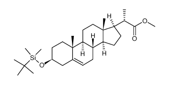 (3β,20S)-3-[(tert-butyldimethylsilyl)oxy]pregn-5-ene-20-carboxylic acidmethyl ester结构式