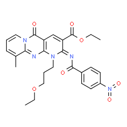 ethyl (2Z)-1-(3-ethoxypropyl)-10-methyl-2-{[(4-nitrophenyl)carbonyl]imino}-5-oxo-1,5-dihydro-2H-dipyrido[1,2-a:2',3'-d]pyrimidine-3-carboxylate Structure