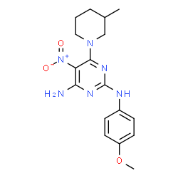 N~2~-(4-methoxyphenyl)-6-(3-methylpiperidin-1-yl)-5-nitropyrimidine-2,4-diamine结构式