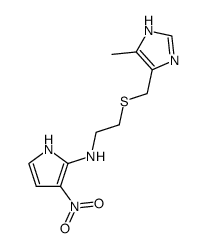 2-[2-(5-methyl-4-imidazolylmethylthio)ethylamino]-3-nitropyrrole结构式