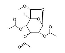 .beta.-D-Glucopyranose, 1,6-anhydro-6-C-methoxy-, triacetate, (S)- Structure