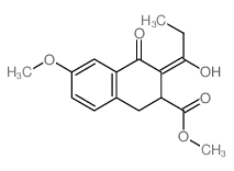 methyl 4-hydroxy-6-methoxy-3-propanoyl-1,2-dihydronaphthalene-2-carboxylate结构式