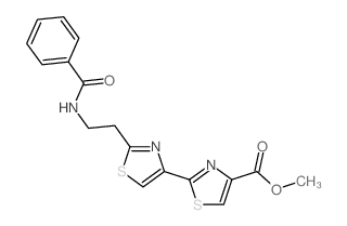 methyl 2-[2-(2-benzamidoethyl)-1,3-thiazol-4-yl]-1,3-thiazole-4-carboxylate结构式