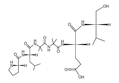 L-Prolyl-leucyl-α-aminoisobutyryl-α-aminoisobutyryl-α-glutamyl-valinol结构式