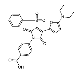 Benzoic acid,4-[3-[5-(diethylamino)-2-furanyl]-2,5-dihydro-2,5-dioxo-4-(phenylsulfonyl)-1H-pyrrol-1-yl]- Structure