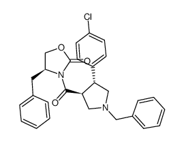 (S)-4-benzyl-3-((3S,4R)-1-benzyl-4-(4-chlorophenyl)pyrrolidine-3-carbonyl)oxazolidin-2-one Structure