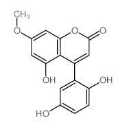 2H-1-Benzopyran-2-one,4-(2,5-dihydroxyphenyl)-5-hydroxy-7-methoxy-结构式