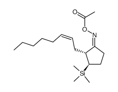 (2R,3R,Z)-2-((Z)-oct-2-en-1-yl)-3-(trimethylsilyl)cyclopentan-1-one O-acetyl oxime Structure