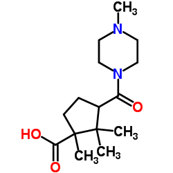 1,2,2-TRIMETHYL-3-(4-METHYL-PIPERAZINE-1-CARBONYL)-CYCLOPENTANECARBOXYLIC ACID structure