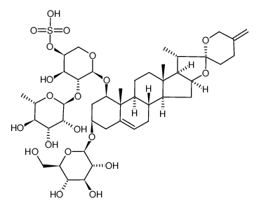 neoruscogenin 1-O-α-L-rhamnopyranosyl(1->2)-4-O-sulfo-α-L-arabinopyranosido-3-O-β-D-glucopyranoside Structure