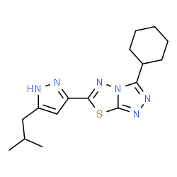 3-cyclohexyl-6-(3-isobutyl-1H-pyrazol-5-yl)[1,2,4]triazolo[3,4-b][1,3,4]thiadiazole structure