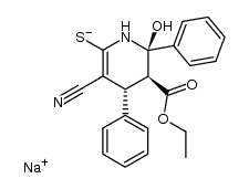 sodium (4R,5S,6R)-3-cyano-5-(ethoxycarbonyl)-6-hydroxy-4,6-diphenyl-1,4,5,6-tetrahydropyridine-2-thiolate结构式