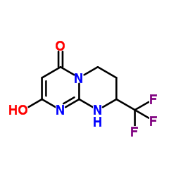 8-hydroxy-2-(trifluoromethyl)-3,4-dihydro-1H-pyrimido[1,2-a]pyrimidin-6(2H)-one structure