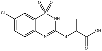 2-[(7-Chloro-2H-1,2,4-benzothiadiazine 1,1-dioxide)-3-ylthio]propanoic acid结构式