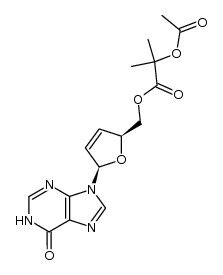 ((2S,5R)-5-(6-oxo-1H-purin-9(6H)-yl)-2,5-dihydrofuran-2-yl)methyl 2-acetoxy-2-methylpropanoate结构式