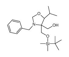 (4R,5S)-N-Benzyl-4-(t-butyldimethylsilyloxymethyl)-4-hydroxymethyl-5-isopropyloxazoladine结构式