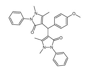 4-[(1,5-dimethyl-3-oxo-2-phenyl-2,3-dihydro-1H-pyrazol-4-yl)(4-methoxyphenyl)methyl]-1,5-dimethyl-2-phenyl-1,2-dihydro-3H-pyrazol-3-one structure