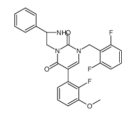 3-[(2S)-2-Amino-2-phenylethyl]-1-(2,6-difluorobenzyl)-5-(2-fluoro -3-methoxyphenyl)-2,4(1H,3H)-pyrimidinedione结构式